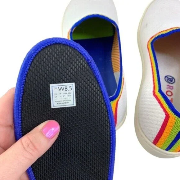 Rothys Rainbow Limited Edition Loafer in White - Picture 4 of 8